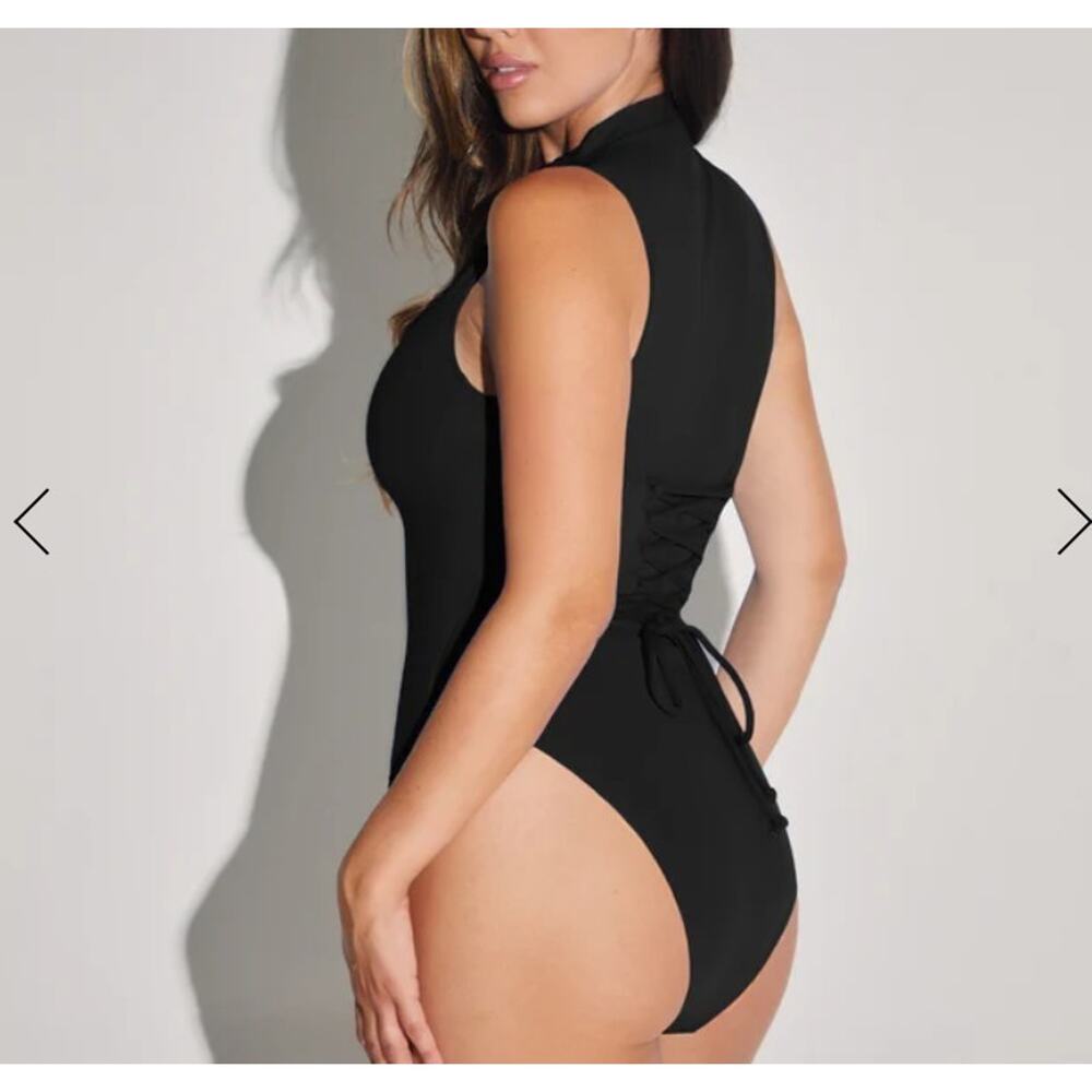 NEW TA3 Women's XS Sleeveless Surfy Shapewear One Piece Swimsuit Black Reg/Long - Picture 5 of 14